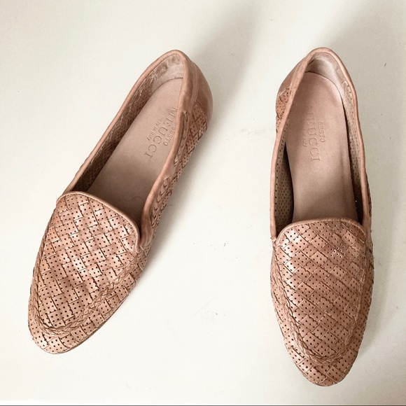 Sesto Meucci Shoes - Sesto Meucci Tan Perforated Woven Leather Flats